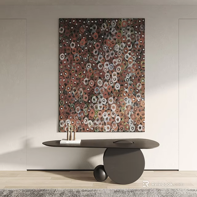 Modern Interior With Art Painting And Unique Table Decor 3d model