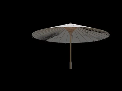 Modern White Umbrella Shaped Chandelier With Wooden Rod And Metal Frame 3d model