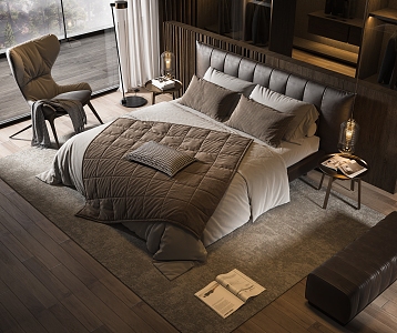 Modern Minotti double bed 3d model