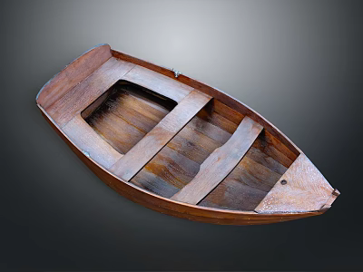 Traditional Handcrafted Wooden Boat With Planks And Seat Area For Water Transport 3d model