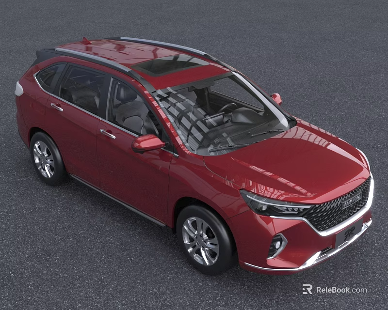 Red Modern SUV With Sleek Body Design Roof Rack And Front Grille 3d model