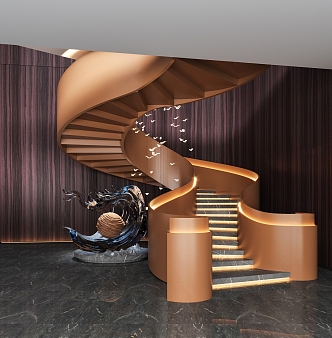 Modern revolving staircase revolving stairwell 3d model