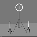 Modern Art Installation With Ring Light Tripod Stand And Slim Light Poles