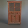 Vintage Wooden Curio Cabinet Featuring Glass Doors Drawers And Display Storage