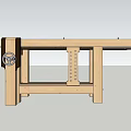 Functional Wooden Workbench With Metal Vice Peg Holes And Sturdy Structure For Woodworking