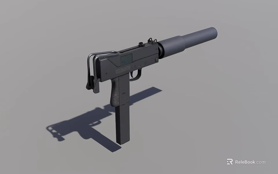 Modern Black Submachine Gun With Suppressor Tactical Grip And Metal Construction 3d model 
