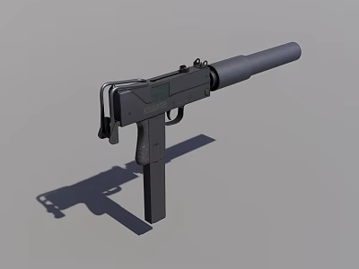 Modern Black Submachine Gun With Suppressor Tactical Grip And Metal Construction 3d model