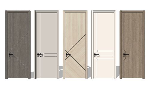 Modern swing door wooden door 3d model