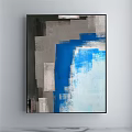 Black and White Abstract Painting With Irregular Dots Lines and White Background