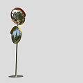 Standing Circular Decorative Pieces With Metal Pole Base And Orange Yellow Reflective Panels