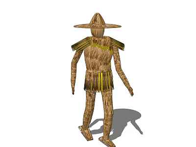 Agricultural Scarecrow Equipment With Traditional Straw Design For Farm Field Bird Protection 3d model