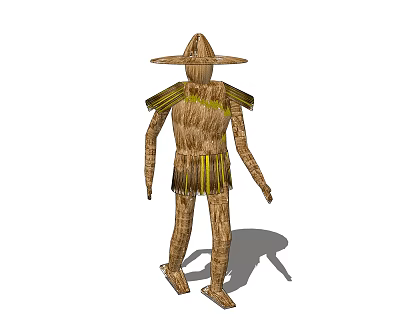Agricultural Scarecrow Equipment With Traditional Straw Design For Farm Field Bird Protection 3d model