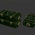 Set Of Green Storage Boxes With Triangle Logo For Home Utility Use