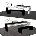 Modern Tea Table And Chairs With Marble Top And Minimalist Design Elements 3d model