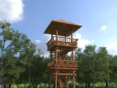 Chinese style observation tower 3d model