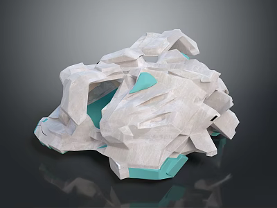 Abstract Geometric Terrain With White And Blue Colors Angular Surfaces And Holes 3d model