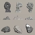 Natural Stone and Wood Decorative Pieces with Diverse Shapes and Textures