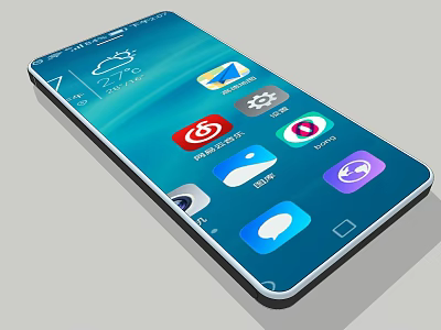 Modern Smartphone With Colorful App Icons On Vibrant Digital Screen Interface 3d model