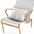 New Pernilla Lounge Chair with Woven Design Wooden Frame and Gray Cushion Blanket