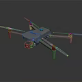 Gray Drone With Camera And Yellow Propeller Tips For Aerial Applications 3d model
