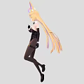 Woman With Bunny Ears And Long Blonde Hair Wearing Black Bodysuit Fishnet Stockings And Gloves