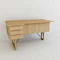 Modern Wooden Office Desk With Spacious Top Drawers And Minimalist Design