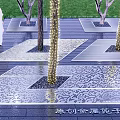 Modern Garden Decor With Metal Flower Beds Trees Grass and Decorative Pavement