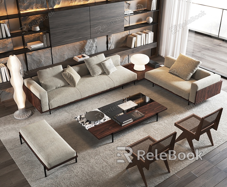 Modern sofa coffee table combination model