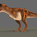 Standing Reptile With Orange Brown Skin Horned Head Open Mouth On Gray Background