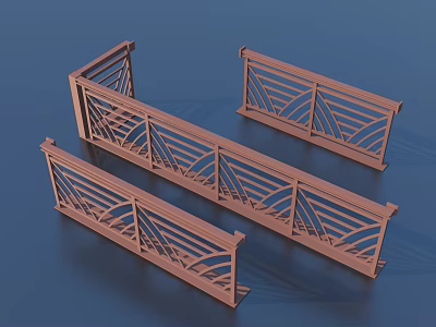 Stylish Brown Decorative Railings With Geometric Patterns For Modern Indoor And Outdoor Spaces 3d model