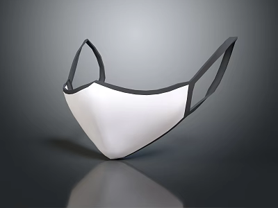 White Protective Mask With Black Straps Modern Design And Comfortable Fit 3d model