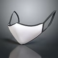 White Protective Mask With Black Straps Modern Design And Comfortable Fit 3d model