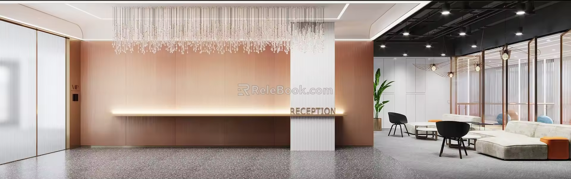 Modern Front Desk Front Desk Area 3d model