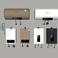 Multiple Colored Wall Mounted Water Heaters as Daily Electrical Appliances