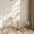 Decorative Ornament Set With Modern Pendant Lights Floor Lamp Side Table Sculpture And Candle Holders