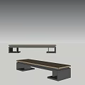 Modern Sofa Bench With Wooden Seat And Black Frame In Multiple Angles