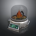 Modern Simulated Flame Device With Transparent Dome Burning Element Control Panel And Metal Base