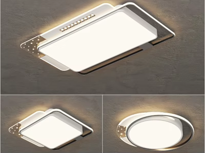 Modern Ceiling Light With Rectangular Round Sleek White Design For Indoor Spaces 3d model