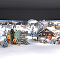 Live Stream Of Snowy Winter Scene With Wooden Cabin Christmas Tree Bonfire And Figures