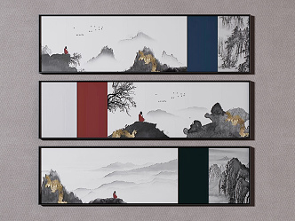 New Chinese Landscape Painting Decorative Painting 3d model