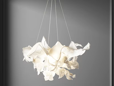 Modern Artistic White Chandelier With Irregular Folded Design Hanging In Room 3d model