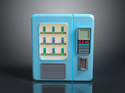 Blue Commercial Vending Machine Featuring Transparent Product Display And Electronic Control Panel 3d model