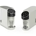 Two Modern Water Dispensers With Black Control Panel Transparent Tank And Cup Holder Base