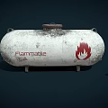 Industrial Equipment Flammable Storage Tank With Cylindrical Metal Body And Flame Symbol