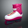 Kids Roller Skates With Pink White Body Yellow Laces And Dark Wheels