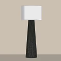 Modern Floor Lamp With Dark Wooden Stand And White Cylindrical Shade