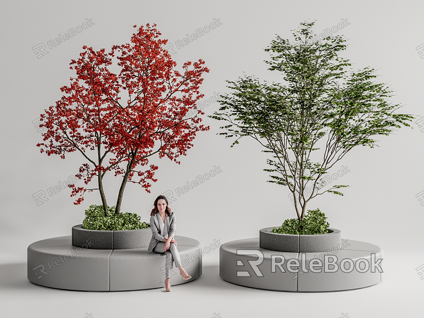 Modern Outdoor Chair Landscape Seat Flower Bed model