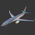Blue Model Airplane With Red White Stripes Detailed Wings And Landing Gear