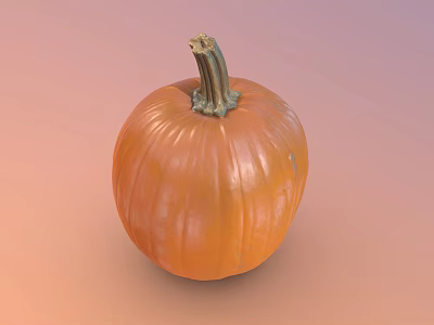 Fresh Orange Round Pumpkin With Green Stem For Healthy Cooking Recipes 3d model