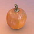 Fresh Orange Round Pumpkin With Green Stem For Healthy Cooking Recipes